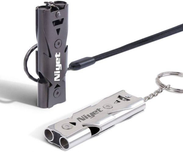thumbnail image 2 of Aluminum Emergency Whistle Dual-Tube Survival Whistle - Loud Aluminum Safety Whistle For Hiking & Camping Outdoor Safety Signaling Whistle 2 of 12